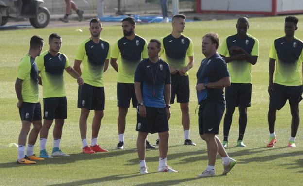 Un momento del entrenamiento de este martes.