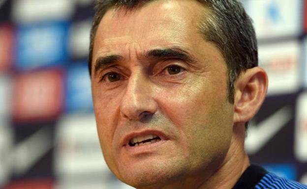 Ernesto Valverde, entrenador del Barça, durante su comparecencia de prensa de este lunes. /Efe