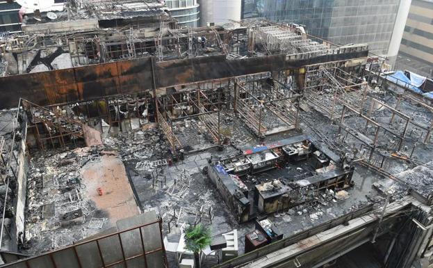 Imagen del edificio tras el incendio. /Afp