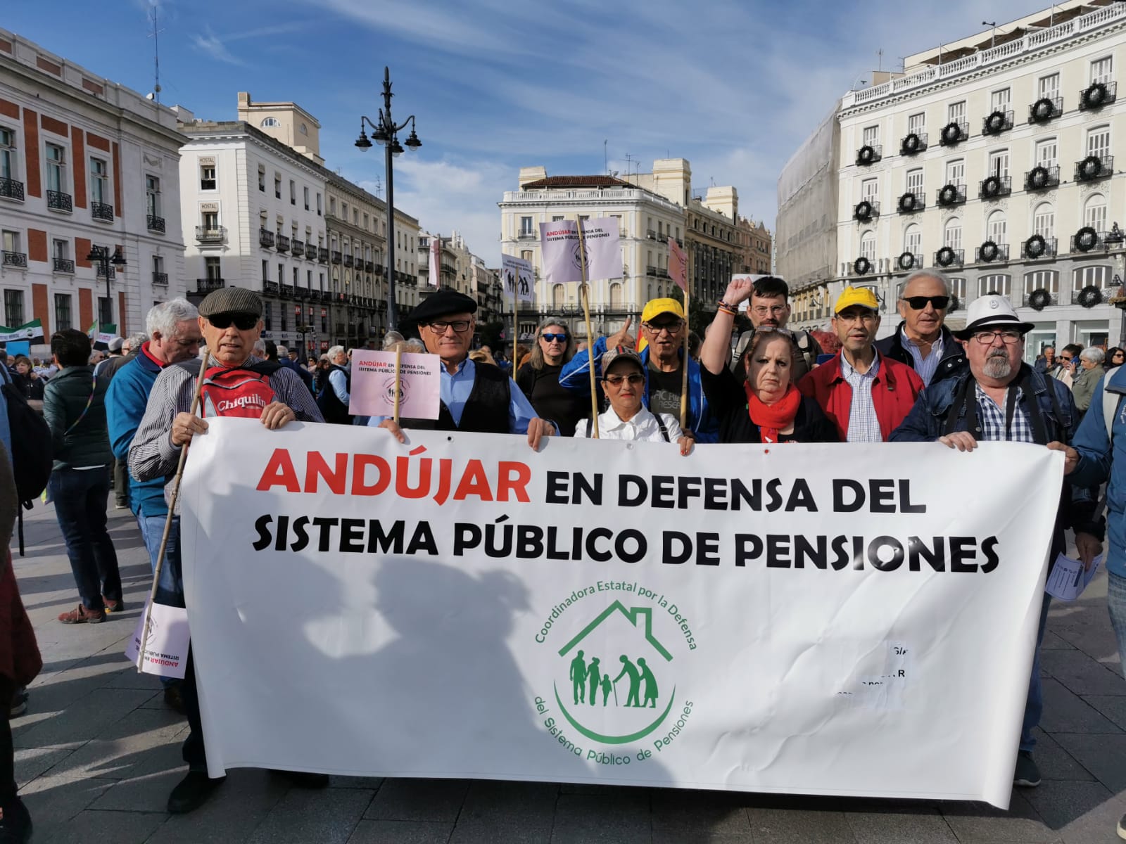 Notable presencia andujareña y de la zona en la manifestación por las pensiones de Madrid