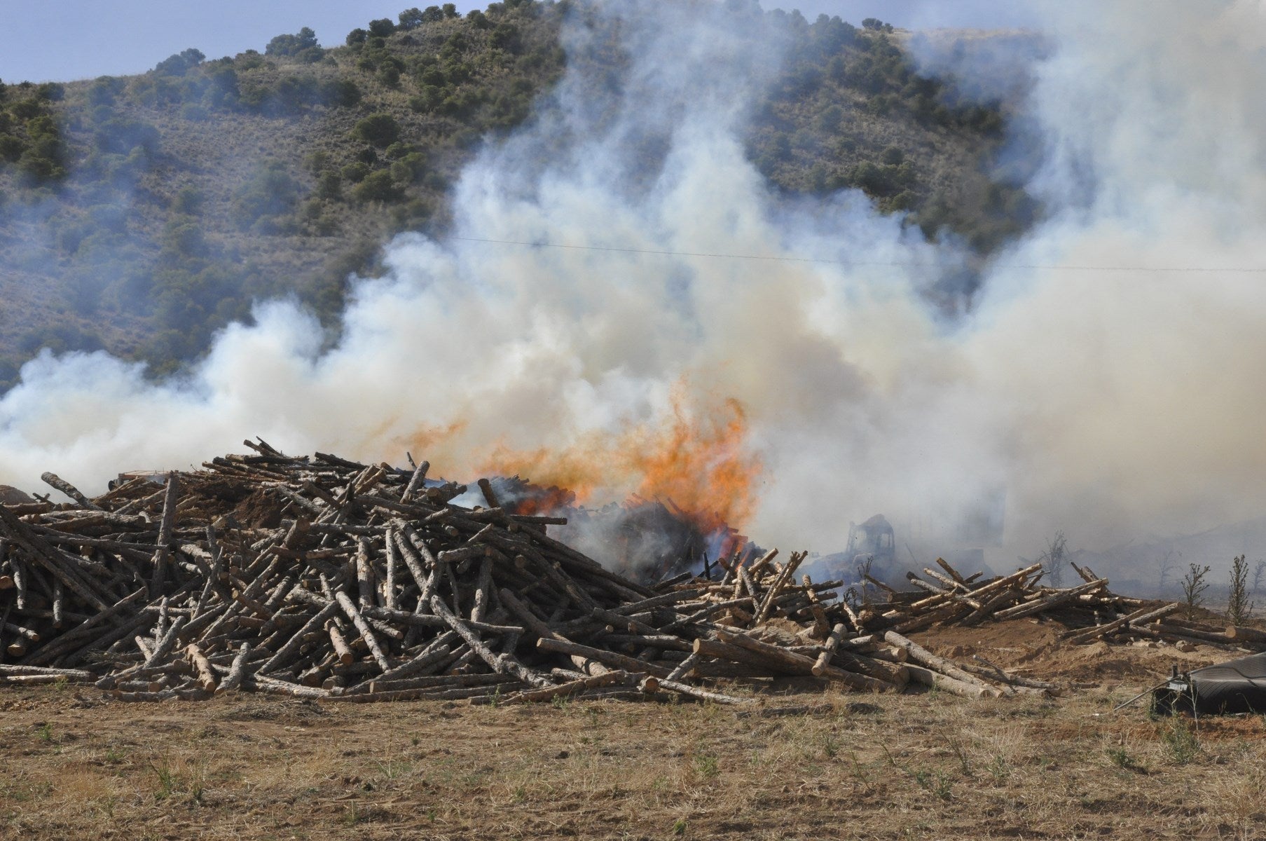 Las imágenes del incendio de la fábrica de pellets de Huéscar