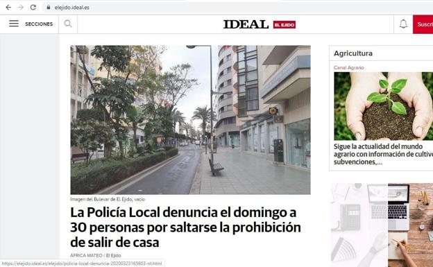 IDEAL abre una ventana especial a la información de El Ejido con especial atención a la crisis del coronavirus