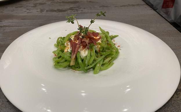 Judías verdes a la carbonara de La Cantina de Diego