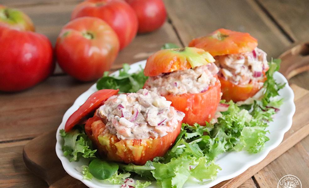 Tomates rellenos con sardinillas en aceite