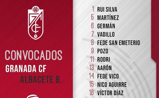 Pablo Vázquez, novedad en la lista del Granada ante el Albacete