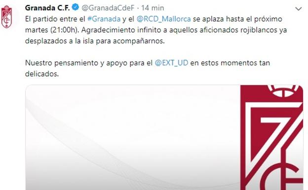 El Granada agradece a los aficionados que han viajado a Mallorca y manda un mensaje de apoyo al Extremadura