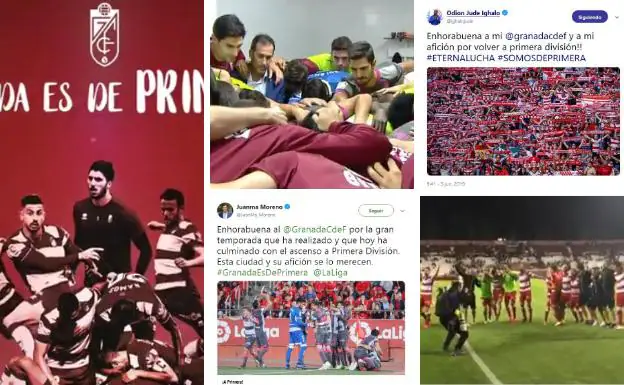El ascenso del Granada CF en redes: mensajes, vídeos y fotos de jugadores, políticos y afición
