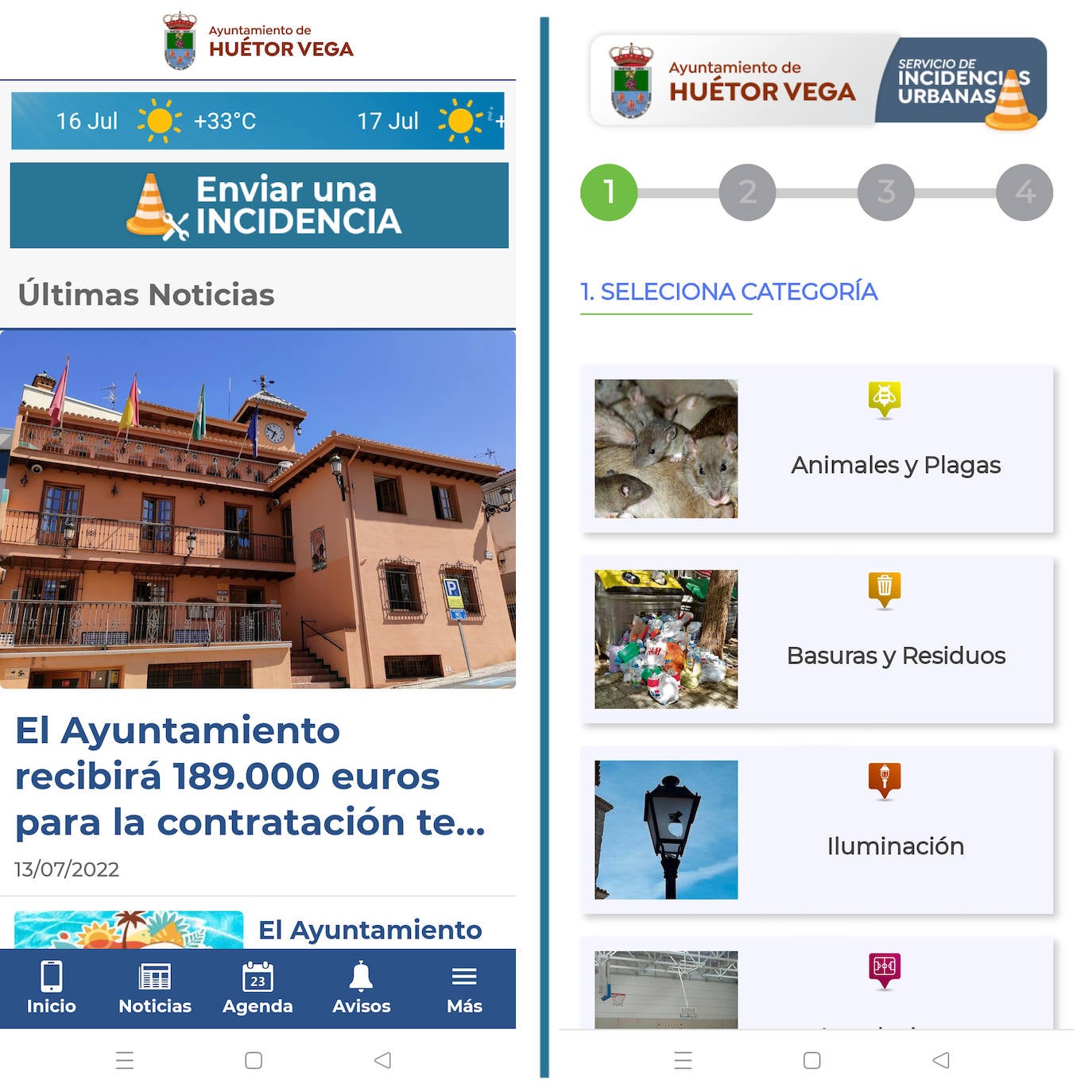 Huétor Vega refuerza la gestión de las incidencias urbanas con la nueva versión de la 'App' del Ayuntamiento
