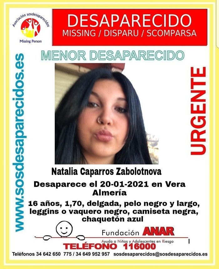 Localizada la menor de 16 años desaparecida en Vera