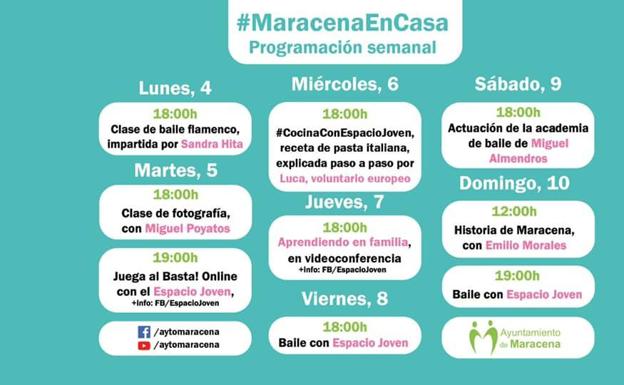 Maracena programa una semana de ocio y cultura para disfrutar desde casa