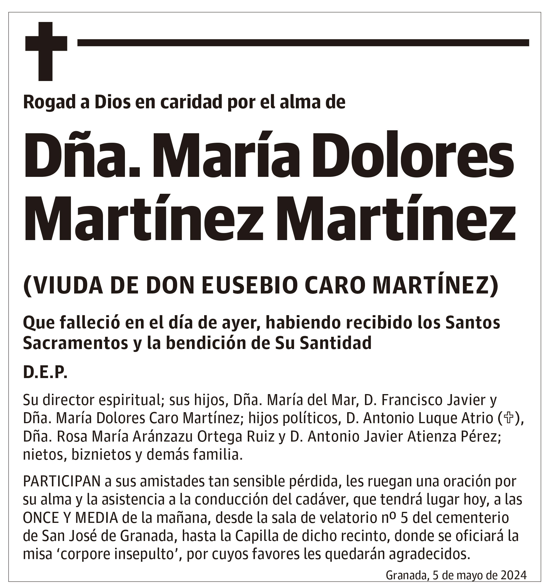 Dña. María Dolores Martínez Martínez