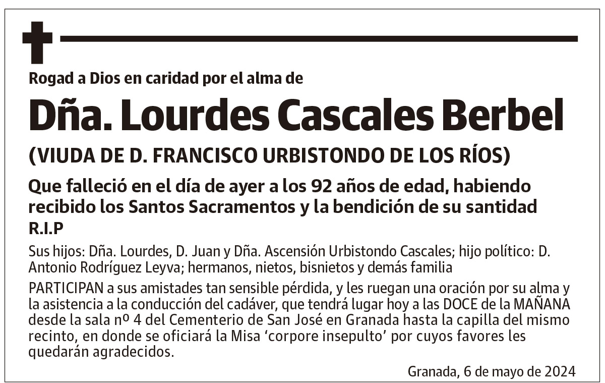 Dña. Lourdes Cascales Berbel