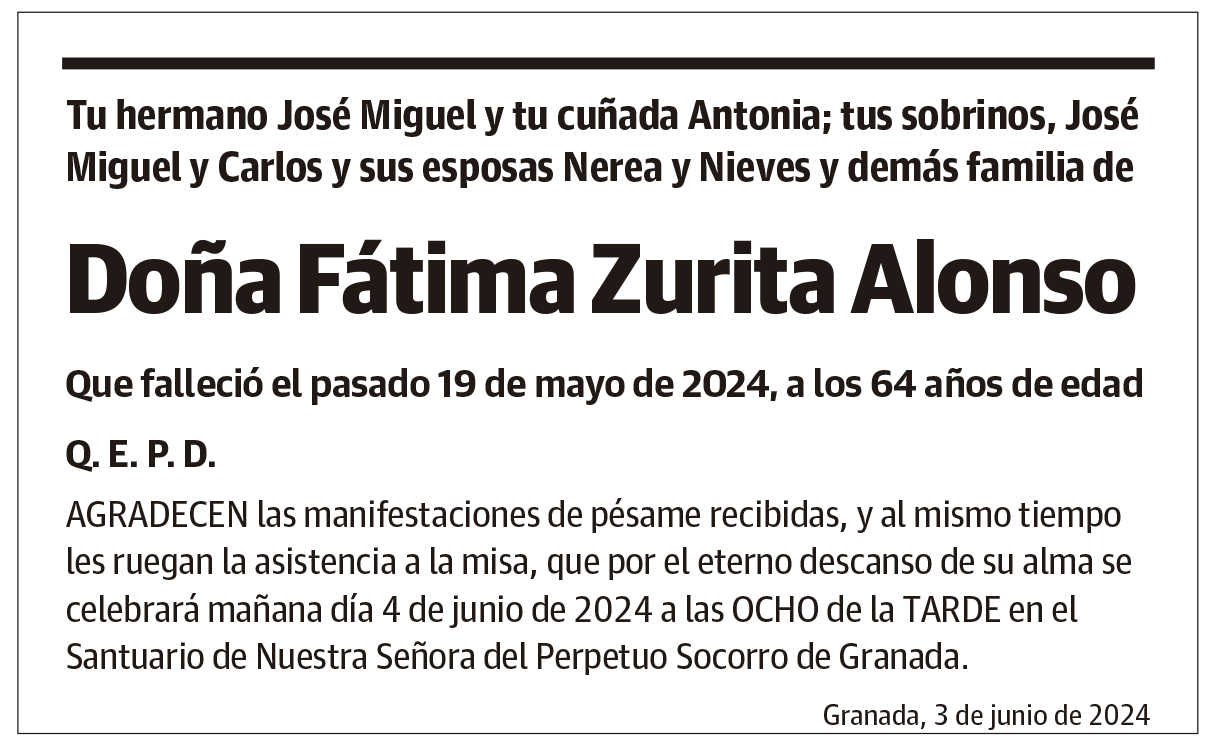 Doña Fátima Zurita Alonso