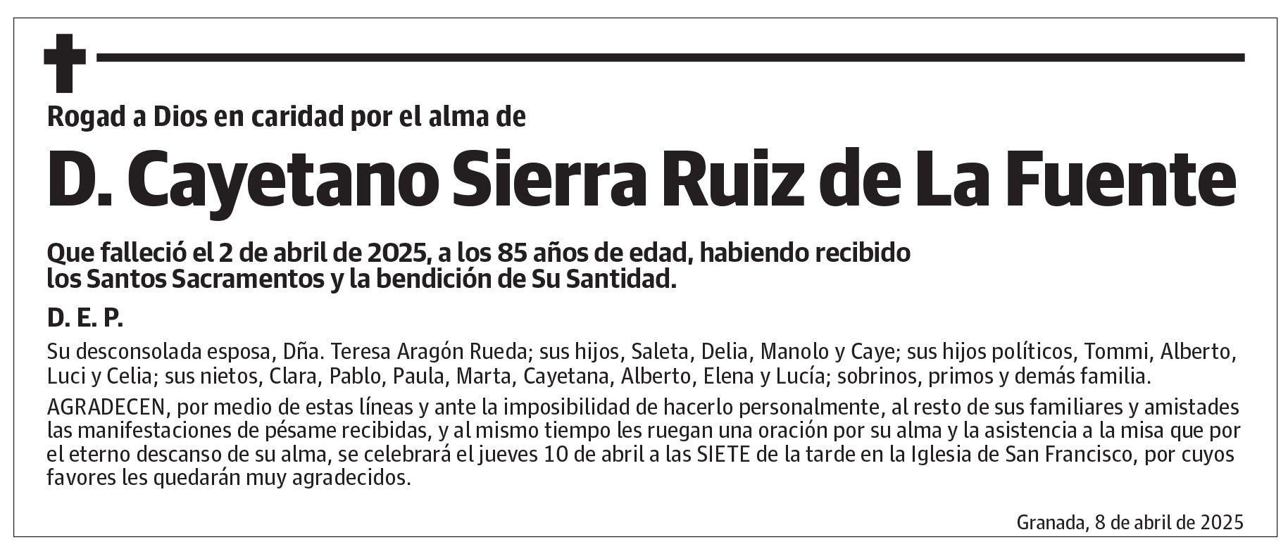 D. Cayetano Sierra Ruiz de La Fuente