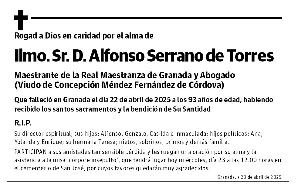 Ilmo. Sr. D. Alfonso Serrano de Torres