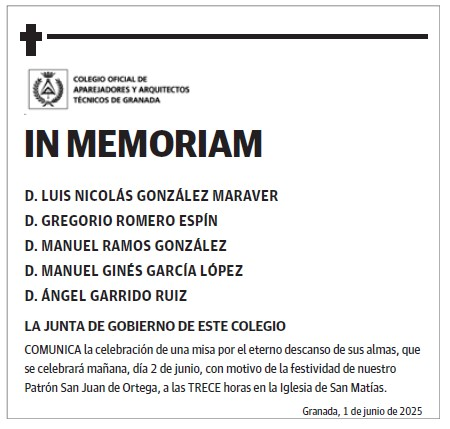 D. LUIS NICOLÁS GONZÁLEZ MARAVER D. GREGORIO ROMERO ESPÍN D. MANUEL RAMOS GONZÁLEZ D. MANUEL GINÉS GARCÍA LÓPEZ D. ÁNGEL GARRIDO RUIZ