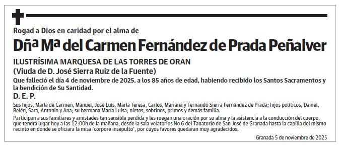 Dñª Mª del Carmen Fernández de Prada Peñalver