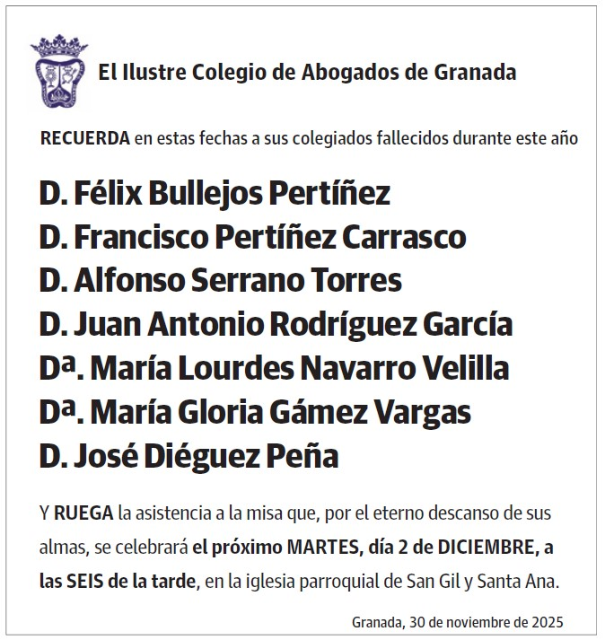 D. Félix Bullejos Pertíñez D. Francisco Pertíñez Carrasco D. Alfonso Serrano Torres D. Juan Antonio Rodríguez García Dª. María Lourdes Navarro Velilla Dª. María Gloria Gámez Vargas D. José Diéguez Peña