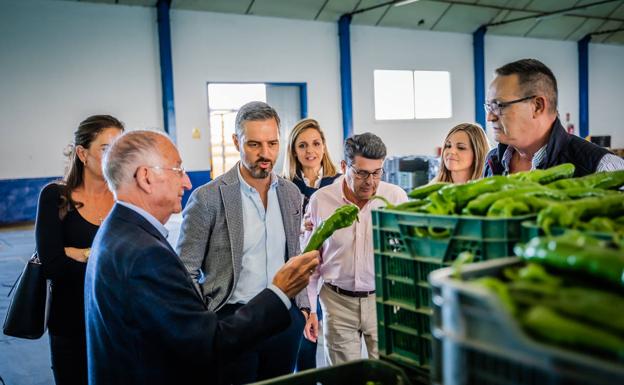 El consejero de Hacienda, Juan Bravo, visitó una alhóndiga de Roquetas para mostrar su apoyo al sector agrícola