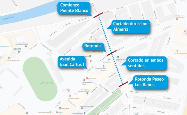 Corte de tráfico este sábado del acceso de Roquetas a Las Salinas por la calle Miguel Induráin