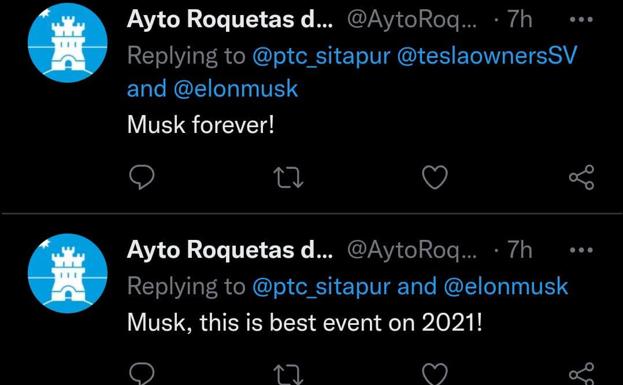 El Ayuntamiento de Roquetas elogia en Twitter a Elon Musk en unos extraños mensajes