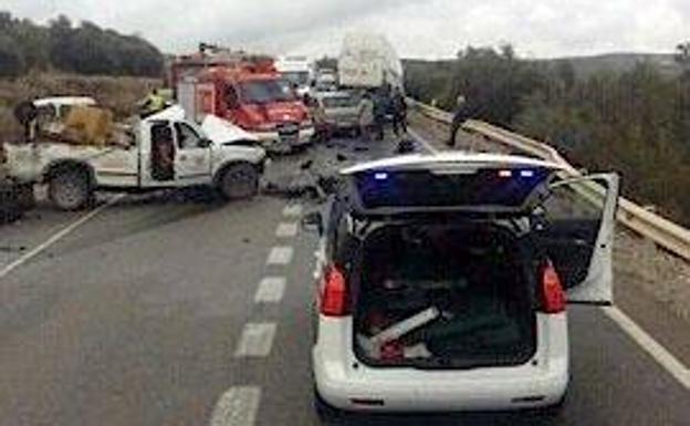 Una colisión múltiple en Úbeda se salda con ocho personas heridas