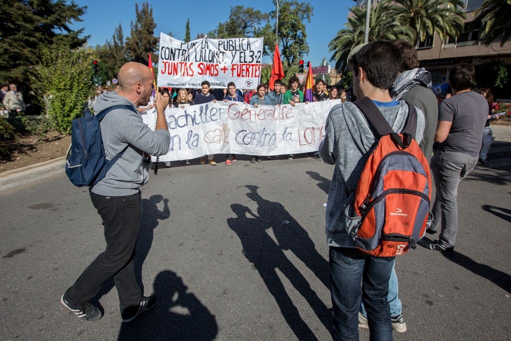 Un millar de estudiantes protestan en el centro de Granada contra la Lomce