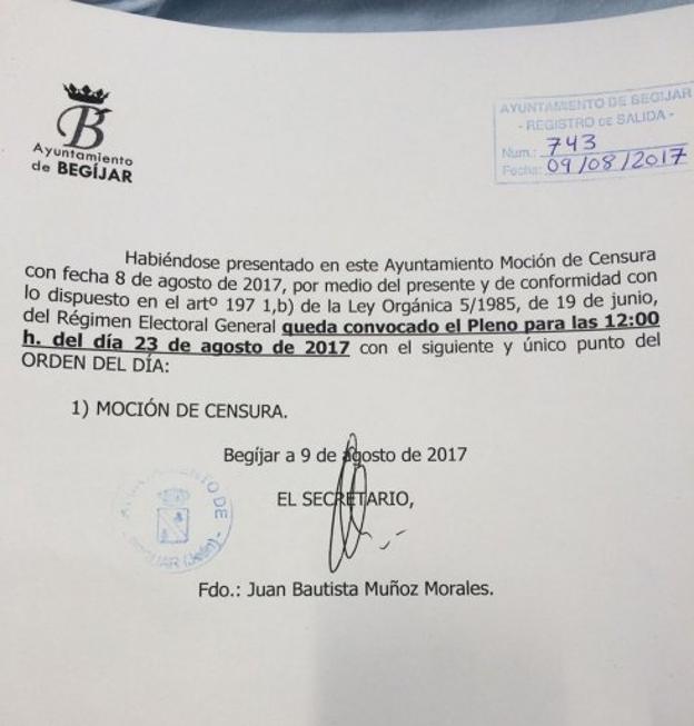 ¿Es legal la moción de Begíjar?
