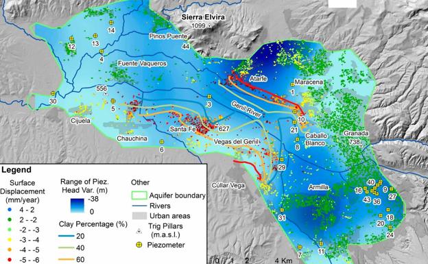 La Vega de Granada se hunde hasta un centímetro al año por la sequía