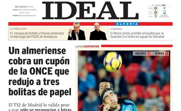 2009: Un almeriense cobra un cupón de la ONCE 'hecho bolitas'
