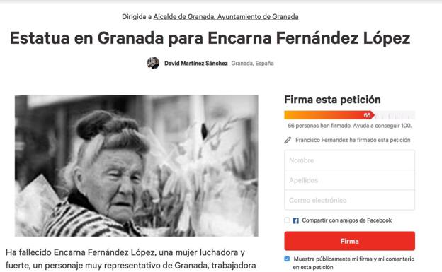 En marcha una petición para poner una estatua a Encarna Fernández en Granada