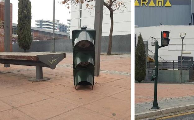 Arrancan la parte superior de un semáforo situado junto al Neptuno de Granada