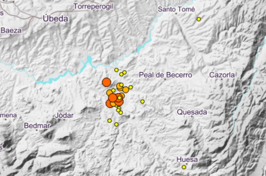 21 terremotos en menos de 24 horas entre Jódar, Larva y Peal