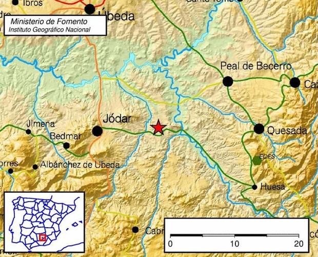 Registrado un terremoto de magnitud 3.4 con epicentro en Jódar