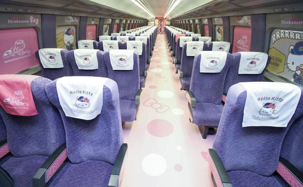 Un tren de alta velocidad rosa dedicado a Hello Kitty circulará por Japón