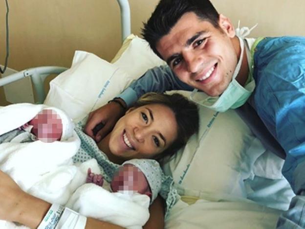 Morata da la bienvenida a sus gemelos