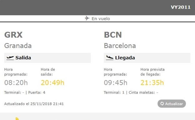Un vuelo de Vueling parte de Granada con más de 12 horas de retraso por las rachas de viento en el Aeropuerto de Barcelona