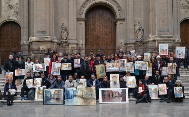 Decenas de pintores andaluces celebran el Día Mundial de la Acuarela en Granada