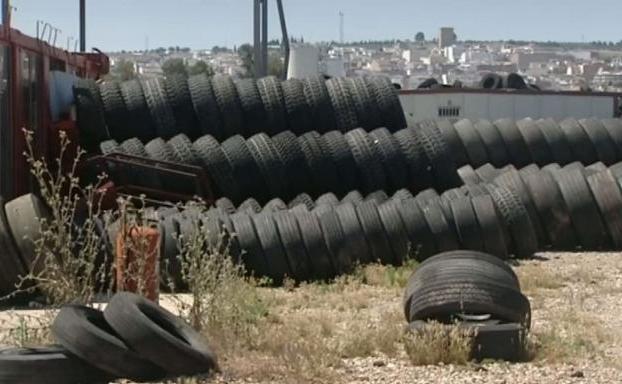 Comienzan a retirar unas 8.000 toneladas de neumáticos en el depósito incontrolado de Jabalquinto