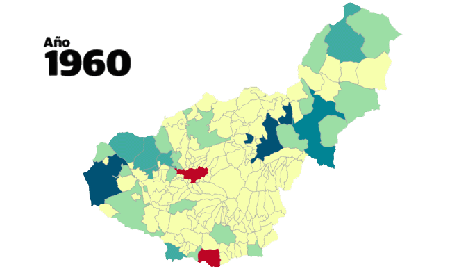 Así se ha ido quedando vacía la provincia de Granada en el último medio siglo