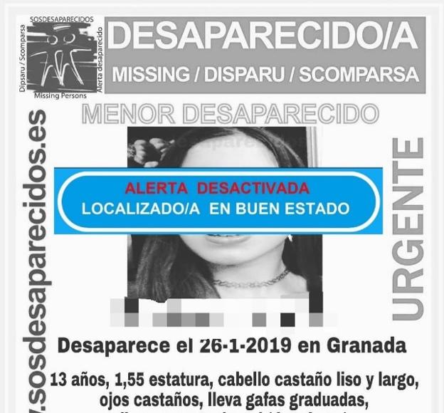 Localizada la niña de 13 años desaparecida desde el sábado en Granada
