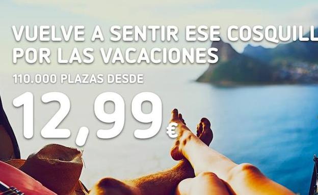 Vueling pone a la venta 110.000 plazas a partir 12,99 euros