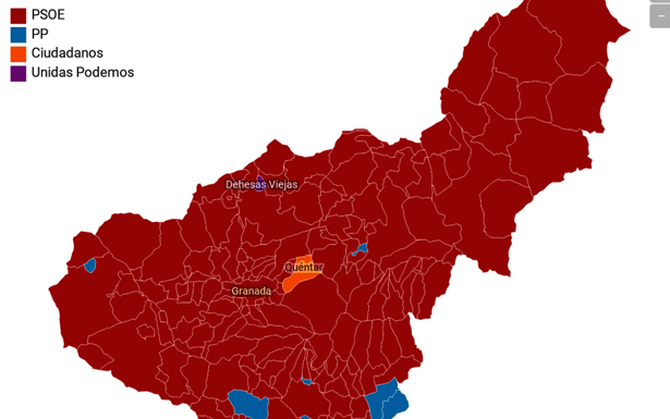 El PSOE es el único partido que obtiene mayorías absolutas en los municipios de Granada