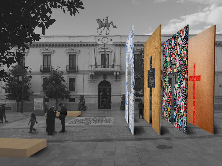 Cuatro paneles «traspasables» formarán la Cruz ganadora del concurso del Ayuntamiento de Granada