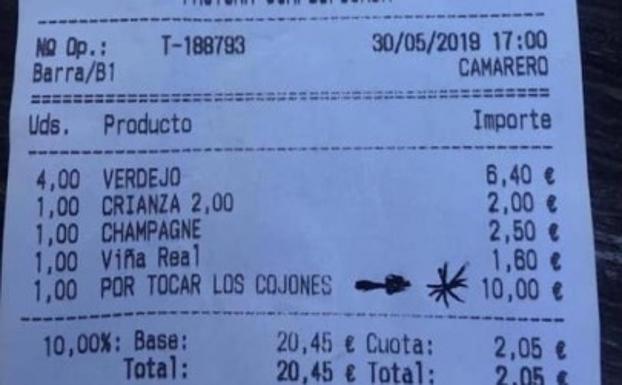 10 euros «por tocar los cojones»: la broma de un bar a unos clientes se hace viral