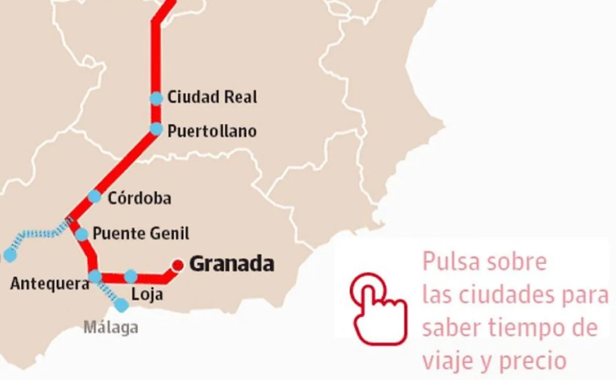¿Cuántas paradas tiene el AVE de Barcelona a Granada