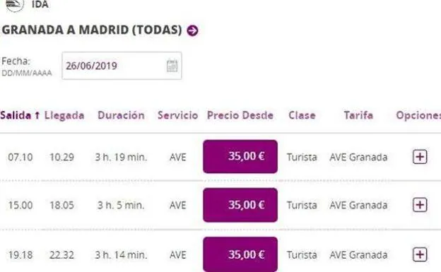 desempleo Federal mañana AVE de Granada: cómo comprar tu billete en la web de Renfe | Ideal