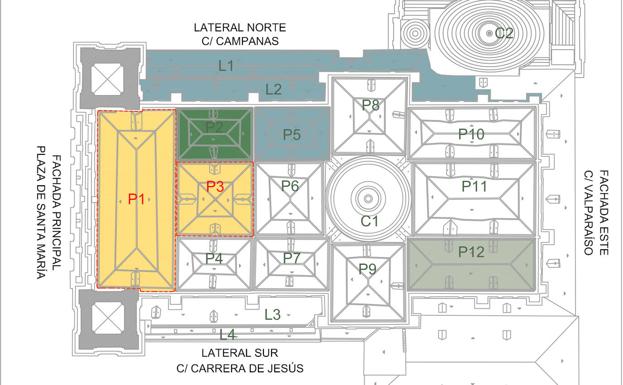 Comienzo oficial del arreglo en la Catedral de los pabellones junto a la fachada