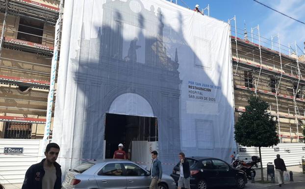 Una gran lona cubrirá las obras del Hospital San Juan de Dios