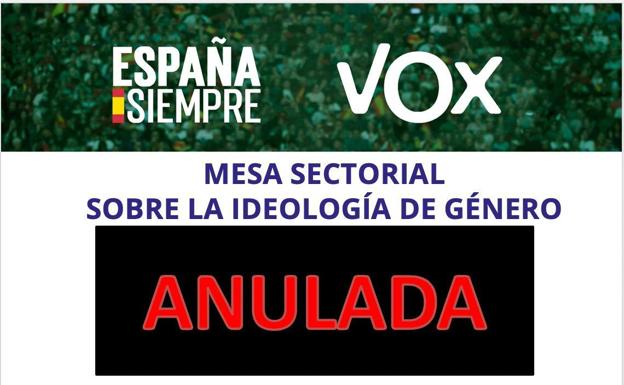 Serrano (Vox) anula un acto sobre «ideología de género» tras abrirse investigación a su empresa